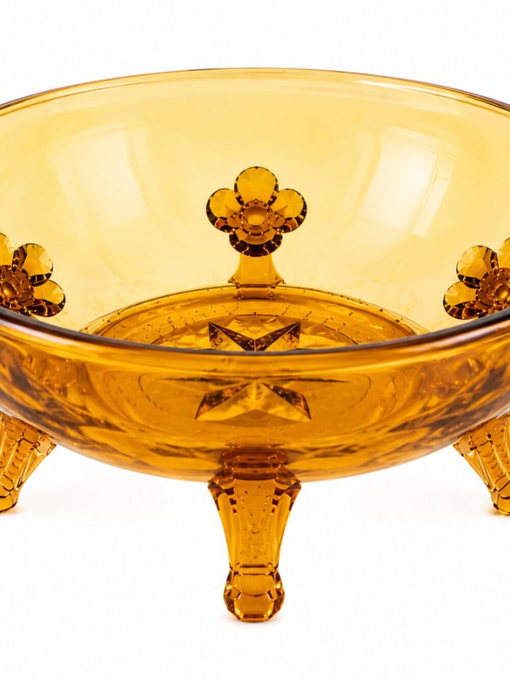 CVB-59--Vintage Amber Depression Glass Footed Serving Bowl | Elegant Three Foot